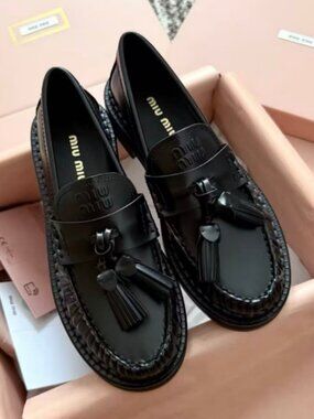 Miu Miu Black Leather Loafers
